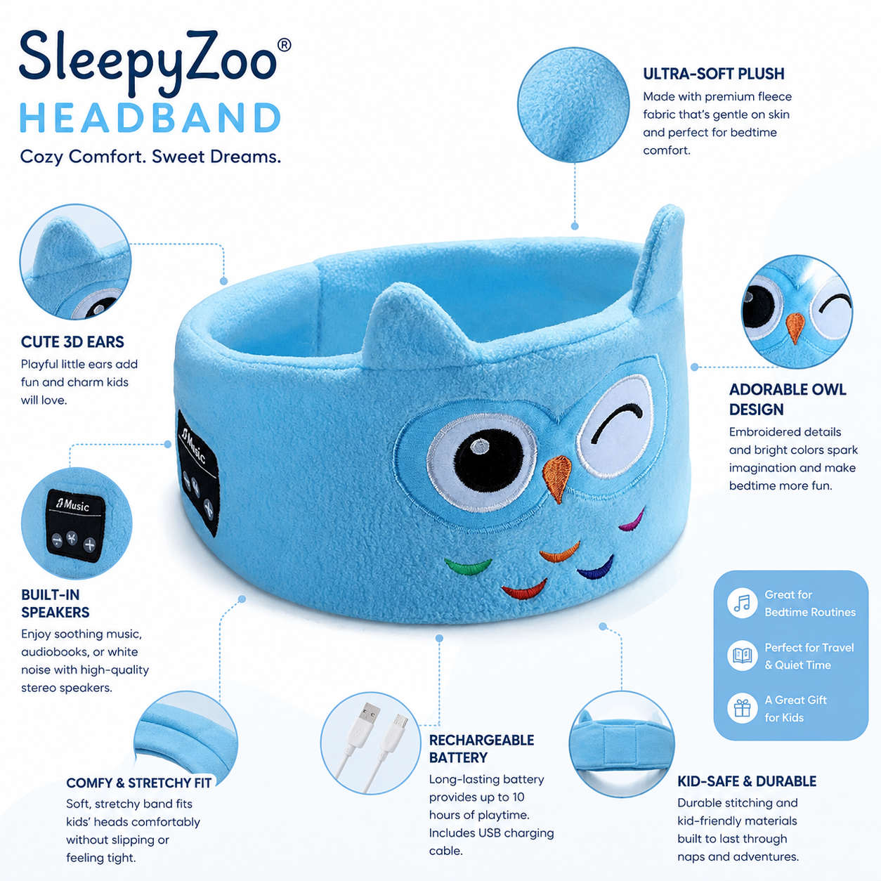 SleepyZoo Wireless Music Headbands